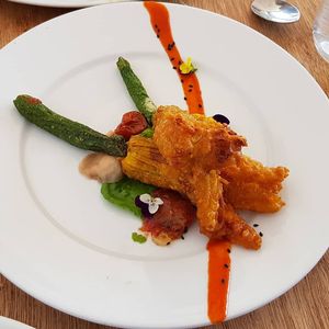 Zuchinni flowers. Best plate of food I've ever eaten at Dr Legumes in Folkestone