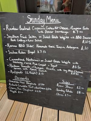 Dr Legumes menu example (August 2018) at Dr Legumes in Folkestone
