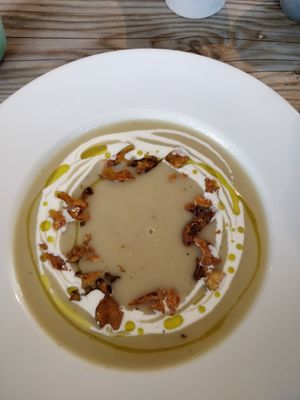 Artichoke soup at Dr Legumes in Folkestone