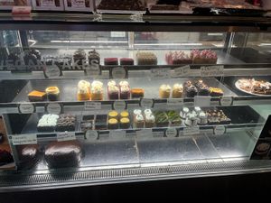 All vegan - except for the large cake at the bottom  at Europa Cake Shop in St Kilda