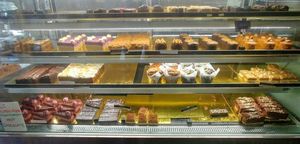 Everything in this cabinet is vegan! at Europa Cake Shop in St Kilda