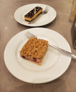 Peanut butter and berry apple crumble at Europa Cake Shop in St Kilda