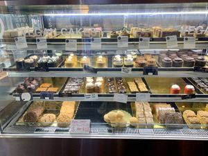 It’s a case filled with vegan cakes. A CASE   at Europa Cake Shop in St Kilda