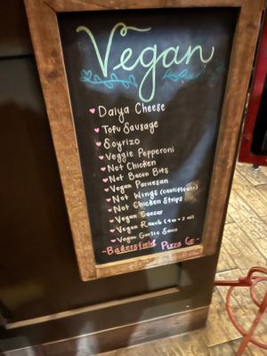 All the vegan options.  at Bakersfield Pizza Co in Bakersfield