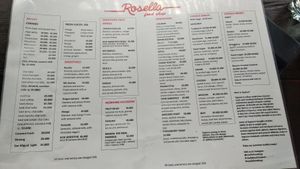 Menu at Rosella in Pecatu