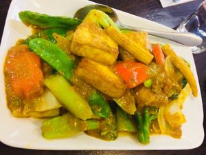 Vegies and satay tofu at Xiang Garden in Whittlesea