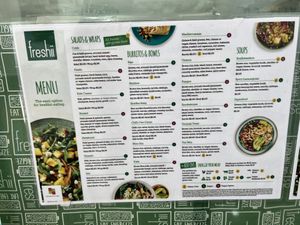 Menu at freshii in West Perth