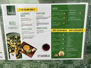 Menu at freshii in West Perth