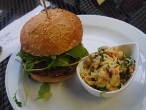 The vegan Portabello-Burger which was really nice ☘ at Ctyri Sestry in Kutna Hora