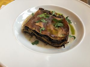 The mushroom lasagna... I found it to be more like a mushroom pie with layers of pastry... nonetheless, it was delicious! at Ctyri Sestry in Kutna Hora