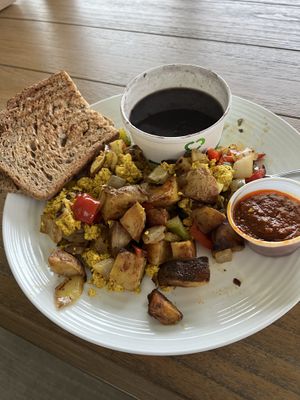 Tico skillet made vegan   at Simon's Coffee House in Sarasota