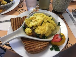 Scramble and toast at Simon's Coffee House in Sarasota