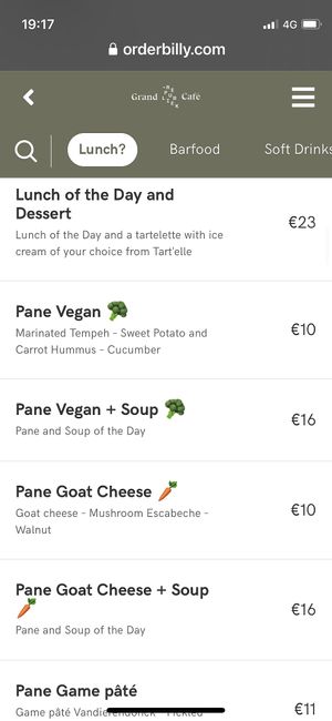 Menu  at De Republiek in Bruges