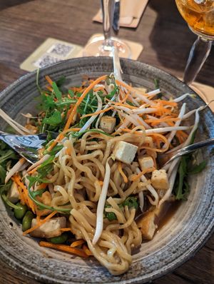 Tofu noodle dish at De Republiek in Bruges