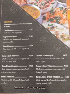 Menu at Saravana Bhavan - Lebuh Ampang in Kuala Lumpur