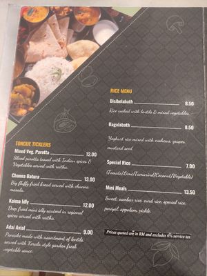 Menu at Saravana Bhavan - Lebuh Ampang in Kuala Lumpur