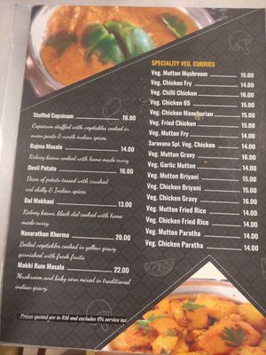 Menu at Saravana Bhavan - Lebuh Ampang in Kuala Lumpur