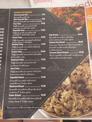 Menu at Saravana Bhavan - Lebuh Ampang in Kuala Lumpur