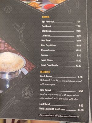 Menu at Saravana Bhavan - Lebuh Ampang in Kuala Lumpur