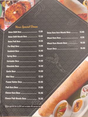 Menu at Saravana Bhavan - Lebuh Ampang in Kuala Lumpur
