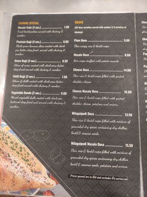 Menu at Saravana Bhavan - Lebuh Ampang in Kuala Lumpur