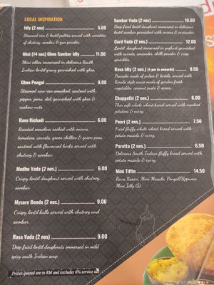 Menu at Saravana Bhavan - Lebuh Ampang in Kuala Lumpur