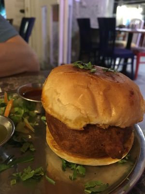 Vada Pav, Indian burger with tamarind chutney at Naamaste Indian Restaurant in Paphos