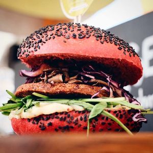 Vegan burger. at Organic Garden in Ljubljana