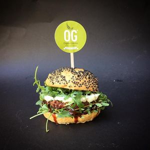 Vegan burger. at Organic Garden in Ljubljana