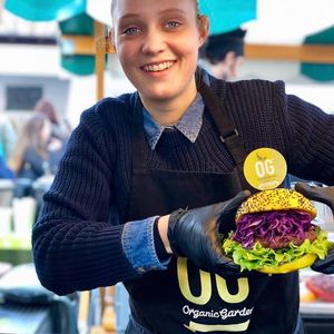 Vegan burger. at Organic Garden in Ljubljana