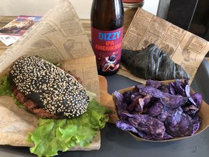 Black sandwich at Organic Garden in Ljubljana