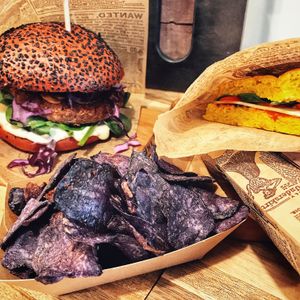 burger, panini & crisps  at Organic Garden in Ljubljana