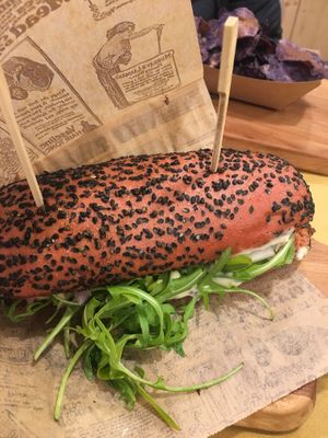 tofu dog 🌱 at Organic Garden in Ljubljana