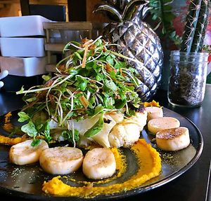 mushroom "scallops" at enVie in New Orleans