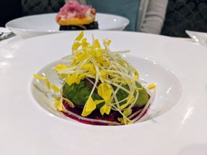 Avocado with tofu at JW's in Los Angeles