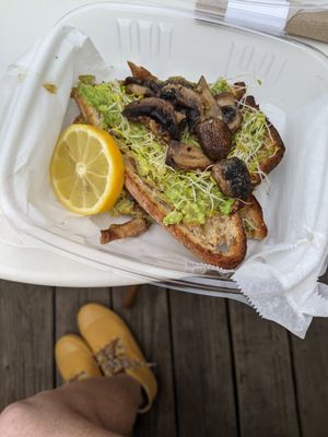 Avocado Toast with added mushrooms at Falcon Coffee Bar in Nashville