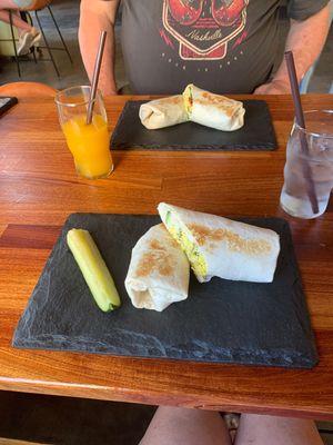 Deli burrito and scrambled tofu burrito . at Falcon Coffee Bar in Nashville
