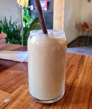 Lavender iced latte with cashew milk at Falcon Coffee Bar in Nashville