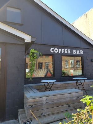Outside dining area at Falcon Coffee Bar in Nashville