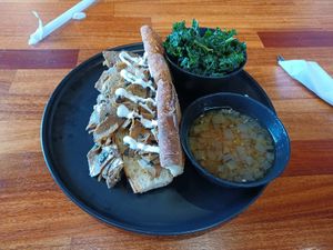 French drip w/greens at Falcon Coffee Bar in Nashville