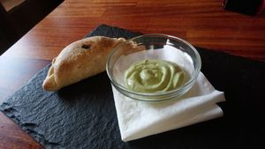 Empanadas spinach cheese with parsley sauce at Falcon Coffee Bar in Nashville