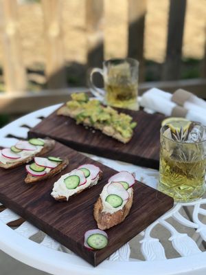 Cashew toast with radish & cucumber at Falcon Coffee Bar in Nashville