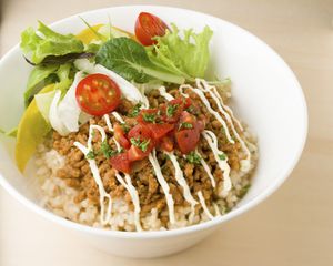 taco rice bowl at L for You in Tokyo