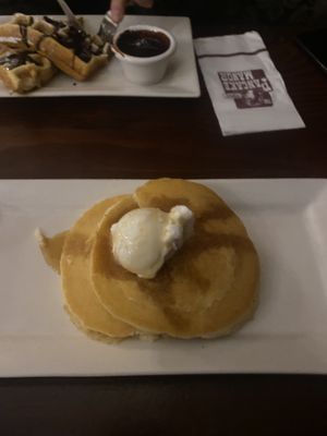 Short stack with soy icecream  at The Pancake Manor in Brisbane