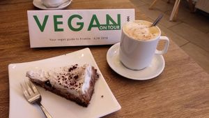 Cappuccino & banoffee! at Vegano Cafe in Krakow