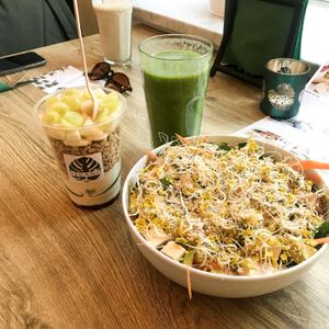 Indie salad and granola pot at Vegano Cafe in Krakow