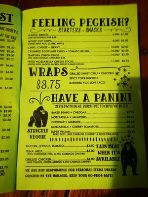 Menu at Monkey Republic in Kampot