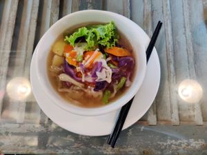 Noodles soup at Monkey Republic in Kampot