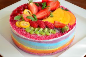 Vegan Rainbow cake at Pofta de Verde in Constanta