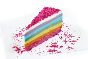 Rainbow cake raw vegan at Pofta de Verde in Constanta